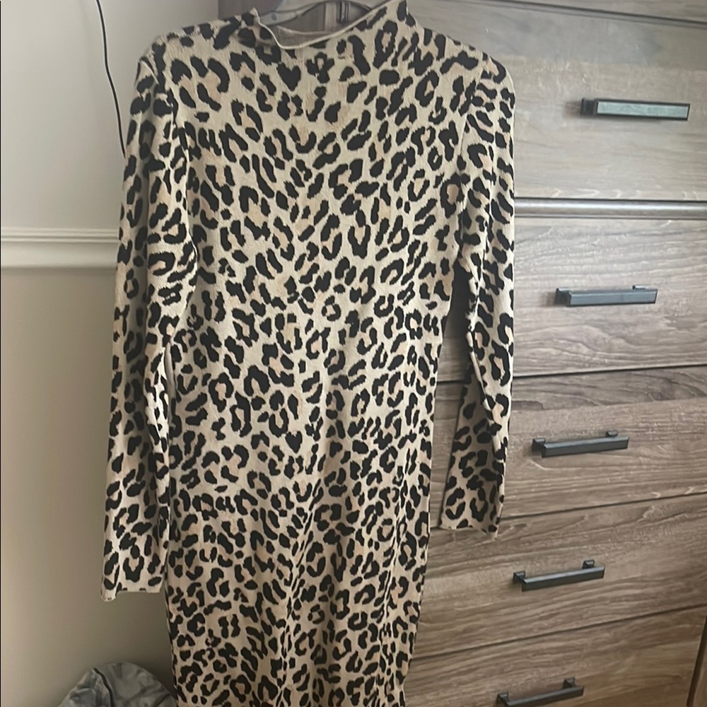 Leopard Print Long Sleeve Dress